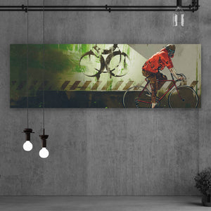 Leinwandbild Zombie auf Fahrrad Panorama