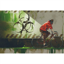 Lade das Bild in den Galerie-Viewer, Spannrahmenbild Zombie auf Fahrrad Querformat
