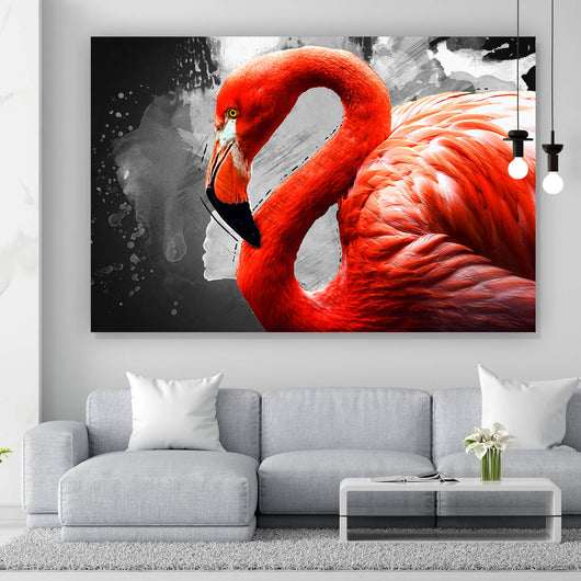 Aluminiumbild gebürstet Flamingo Modern Art Querformat
